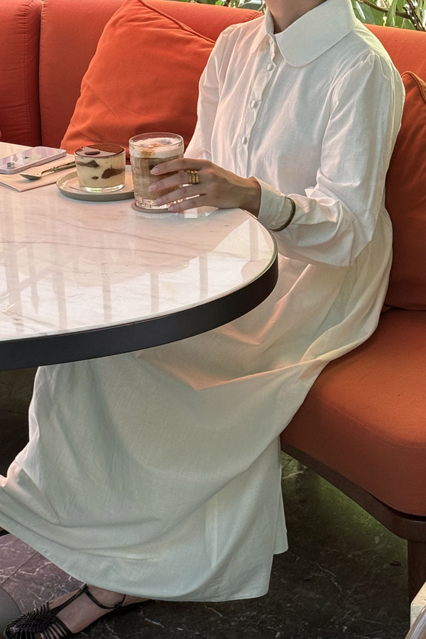 Flamlı Pamuk Elbise Beyaz - 2