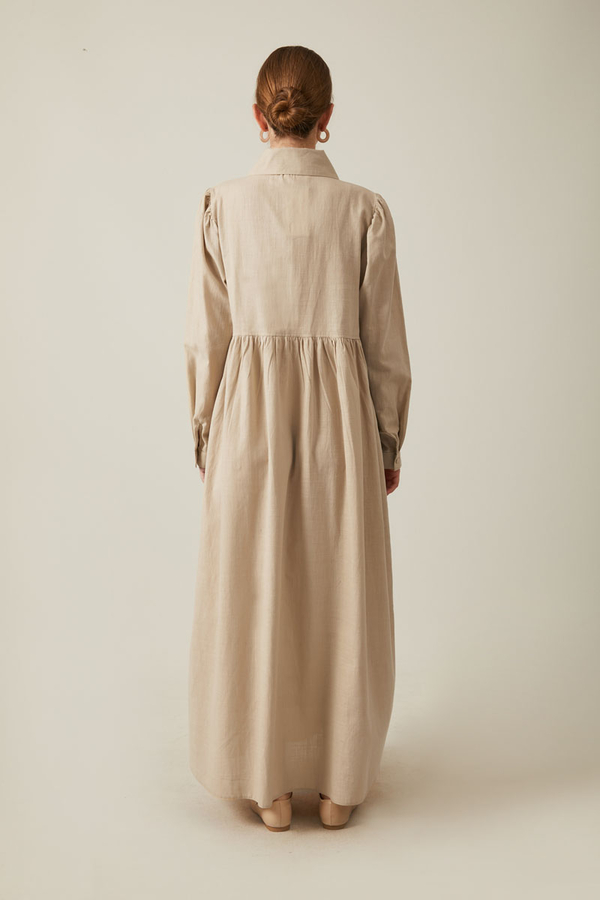 Flamlı Pamuk Elbise Taş - 13