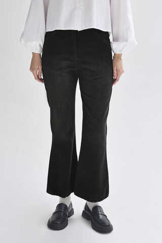 Flared Denim Pants Black - 2