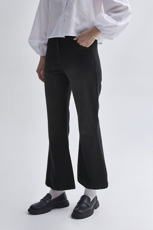Flared Denim Pants Black