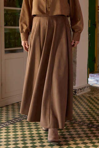Flared Suede Skirt Taba - 4
