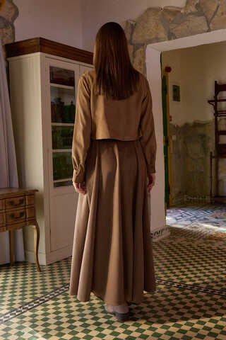 Flared Suede Skirt Taba - 9