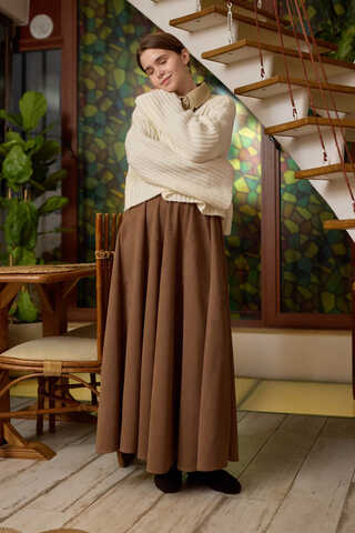 Flared Suede Skirt Taba - 1