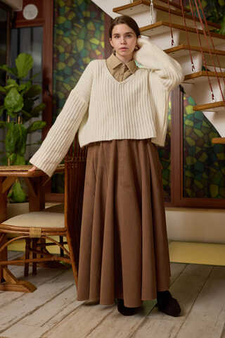 Flared Suede Skirt Taba - 2