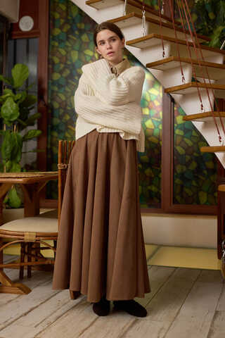 Flared Suede Skirt Taba - 3