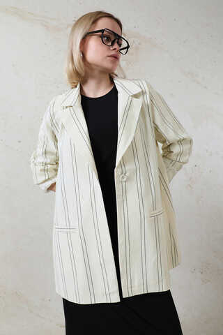 Fleto Cepli Keten Ceket Siyah - 5