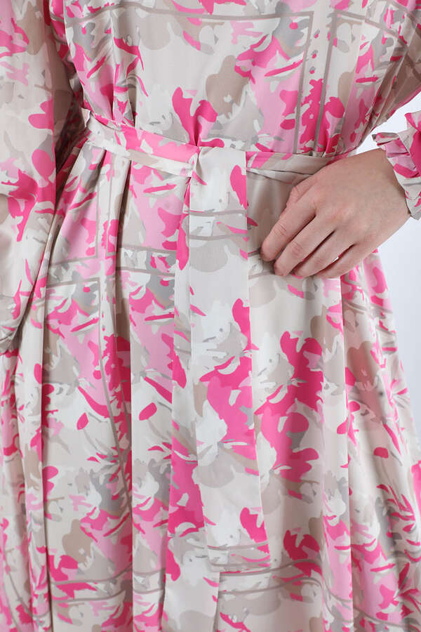 Flora Desen Çiçekli Elbise Pembe - 4