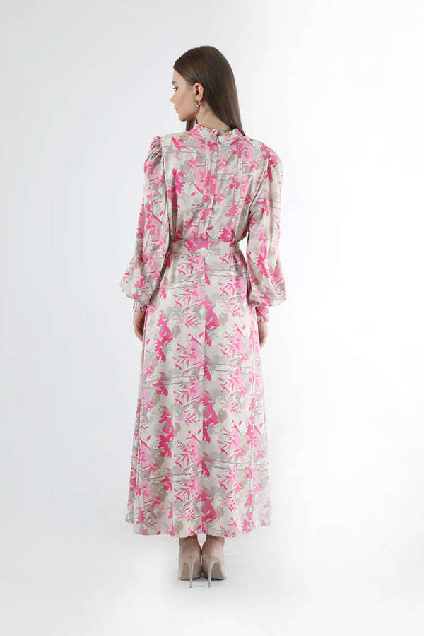 Flora Desen Çiçekli Elbise Pembe - 5