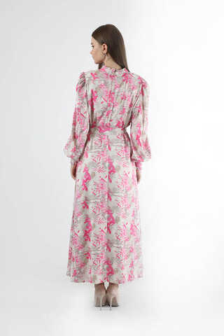 Flora Desen Çiçekli Elbise Pembe - 5