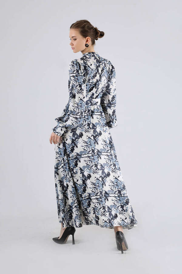 Flora Desen Çiçekli Elbise Siyah - 5