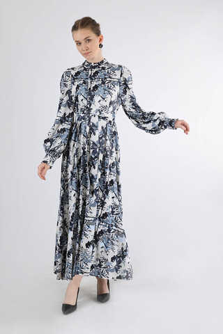 Flora Patterned Floral Dress Black - 1