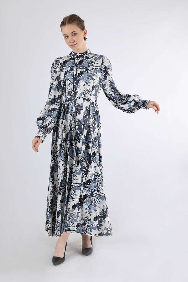 Flora Patterned Floral Dress Black - 1