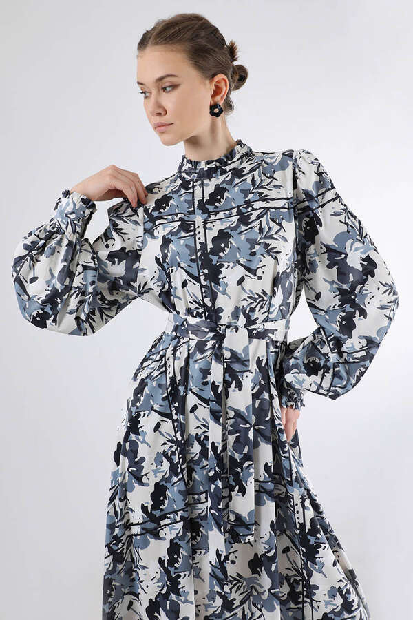 Flora Patterned Floral Dress Black - 2