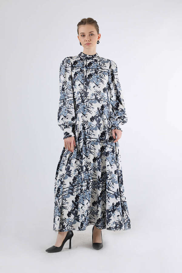 Flora Patterned Floral Dress Black - 3