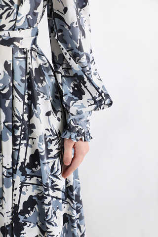 Flora Patterned Floral Dress Black - 4