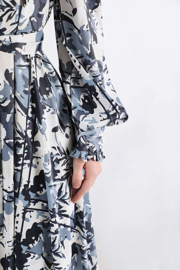 Flora Patterned Floral Dress Black - 4