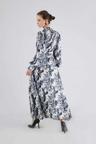 Flora Patterned Floral Dress Black - 5