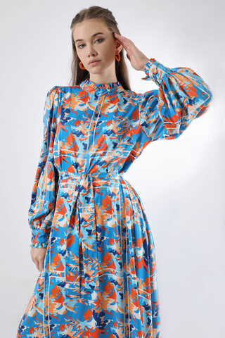 Flora Patterned Floral Dress Blue - 2