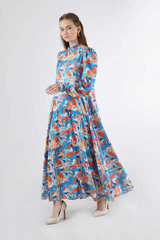Flora Patterned Floral Dress Blue - 3