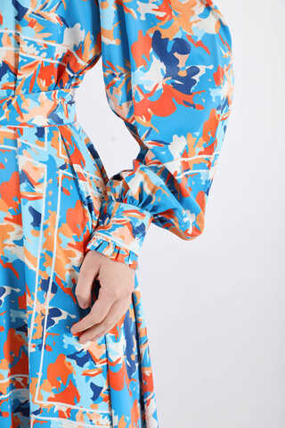 Flora Patterned Floral Dress Blue - 4