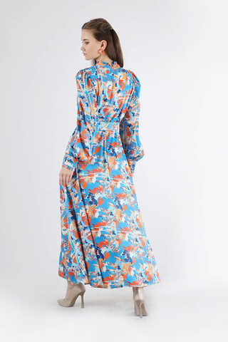 Flora Patterned Floral Dress Blue - 5