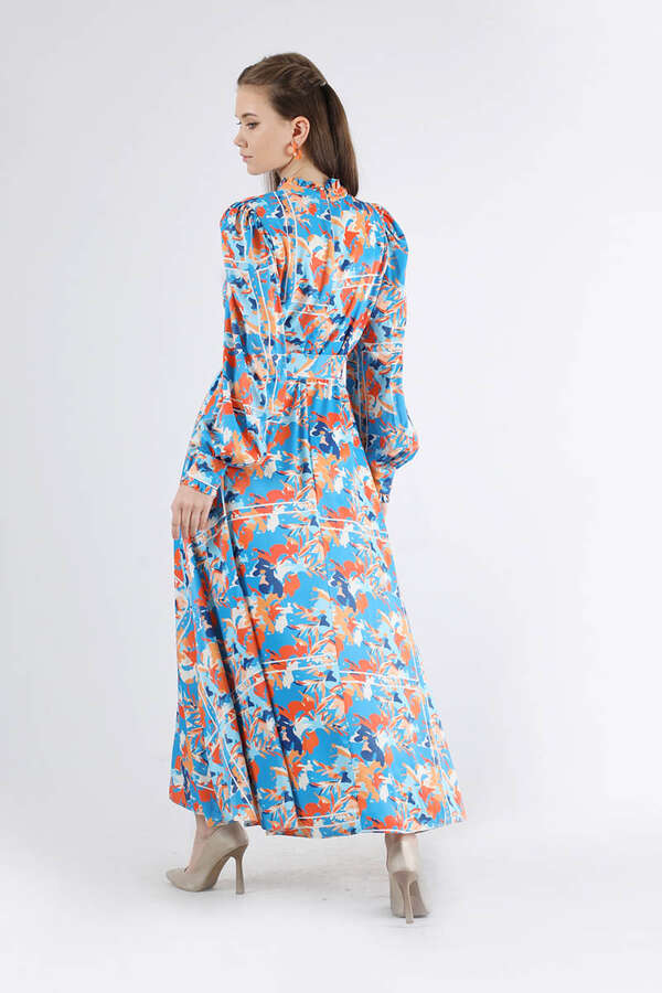 Flora Patterned Floral Dress Blue - 5
