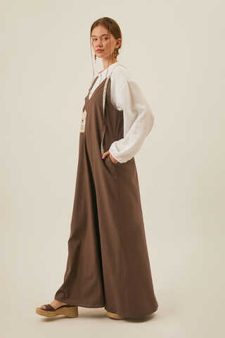 Floral Lace Detailed Sleeveless Dress Brown - 5