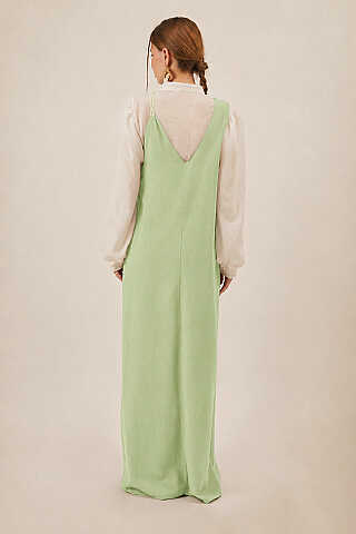 Floral Lace Detailed Sleeveless Dress Light Green - 6
