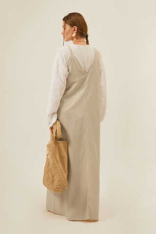 Floral Lace Detailed Sleeveless Dress Stone - 12