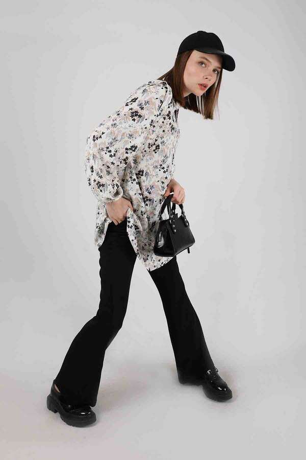 Floral Shirt Flared Set Black - 3