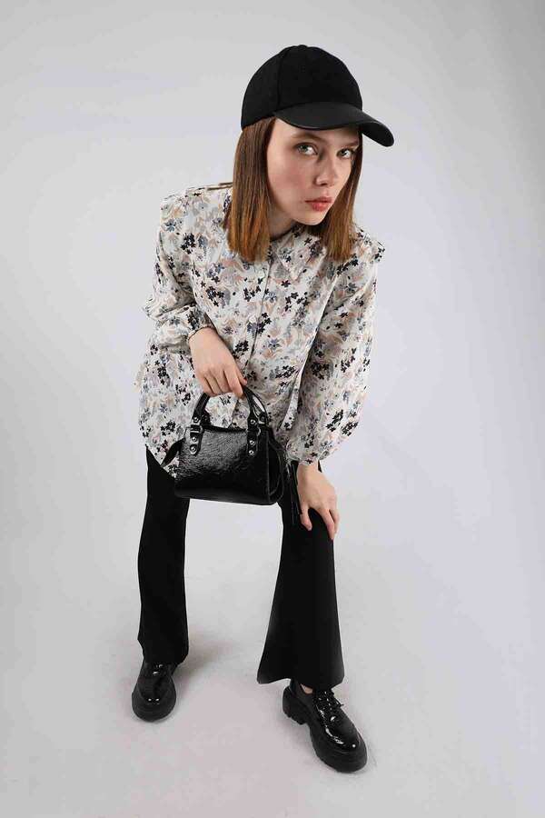 Floral Shirt Flared Set Black - 4