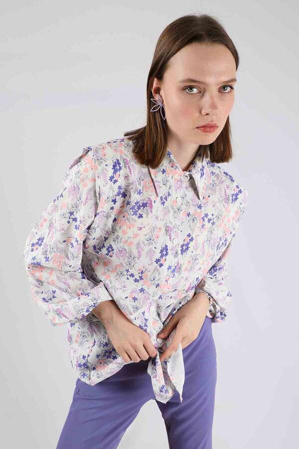 Floral Shirt Flared Set Bluish Lilac - 2