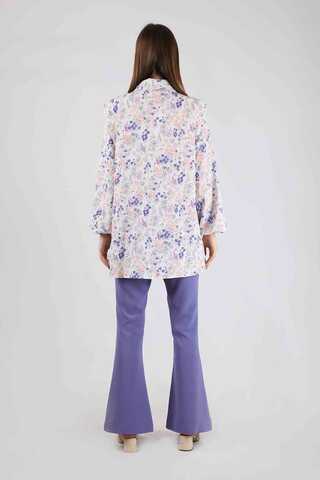 Floral Shirt Flared Set Bluish Lilac - 5