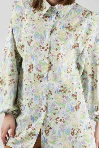 Floral Shirt Flared Set Camel - 4