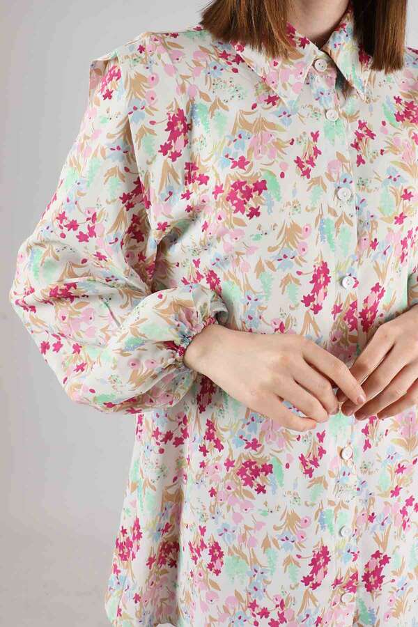 Floral Shirt Flared Set Fuchsia - 2
