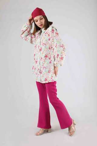 Floral Shirt Flared Set Fuchsia - 3