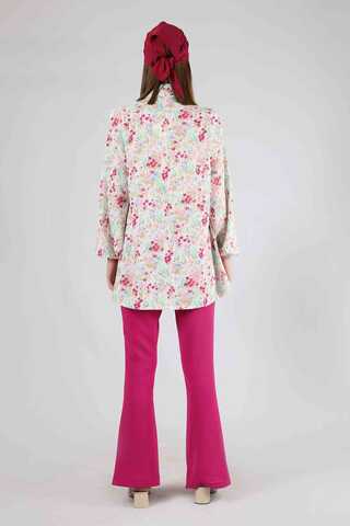 Floral Shirt Flared Set Fuchsia - 6