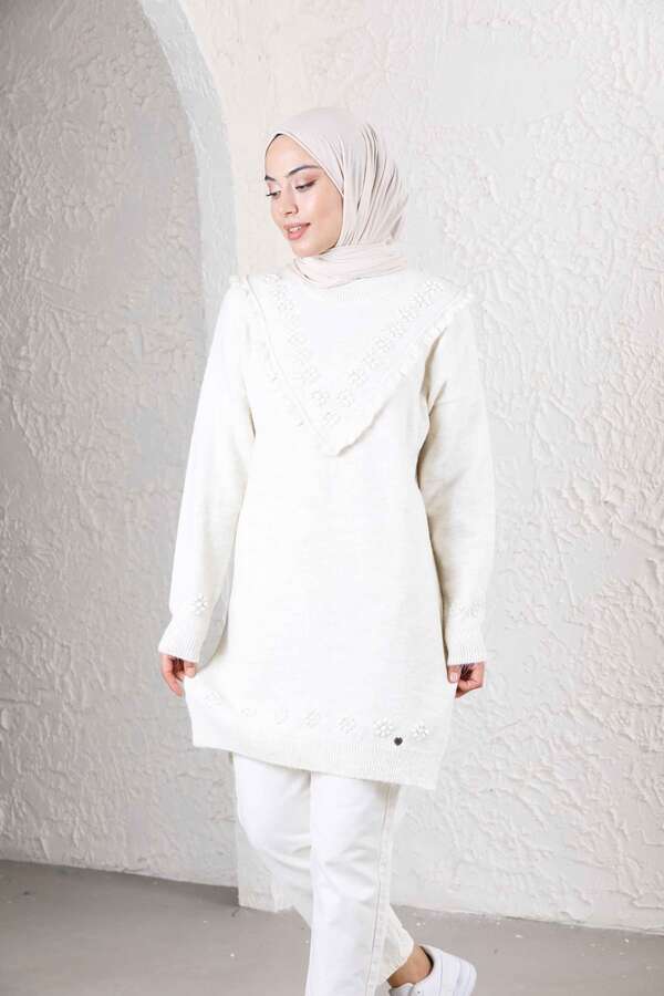 Floral Sweater Ecru - 2