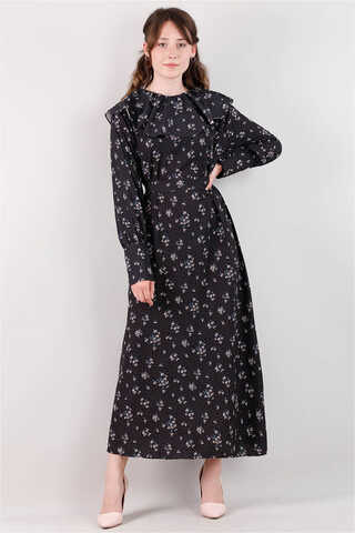 Volan Collar Dress Black - 1