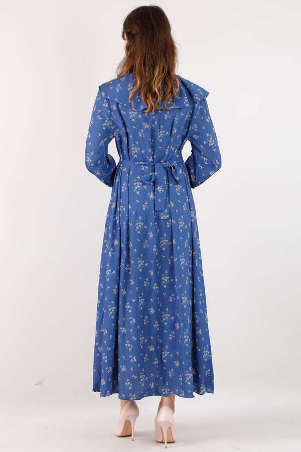 Volan Collar Dress Indigo - 3