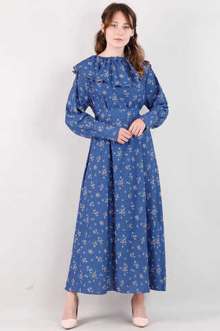 Volan Collar Dress Indigo - 1