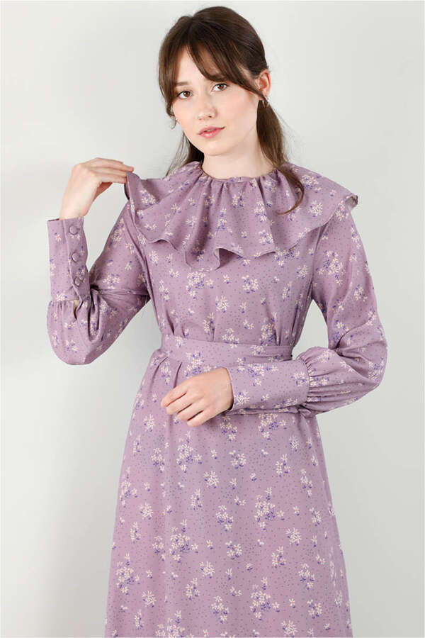 Volan Collar Dress Lilac - 3