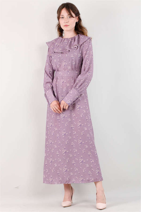 Volan Collar Dress Lilac - 1