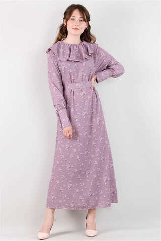 Volan Collar Dress Lilac - 2