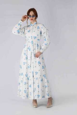 Floral Brode Dress Blue - 1