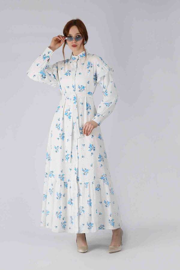 Floral Brode Dress Blue - 1