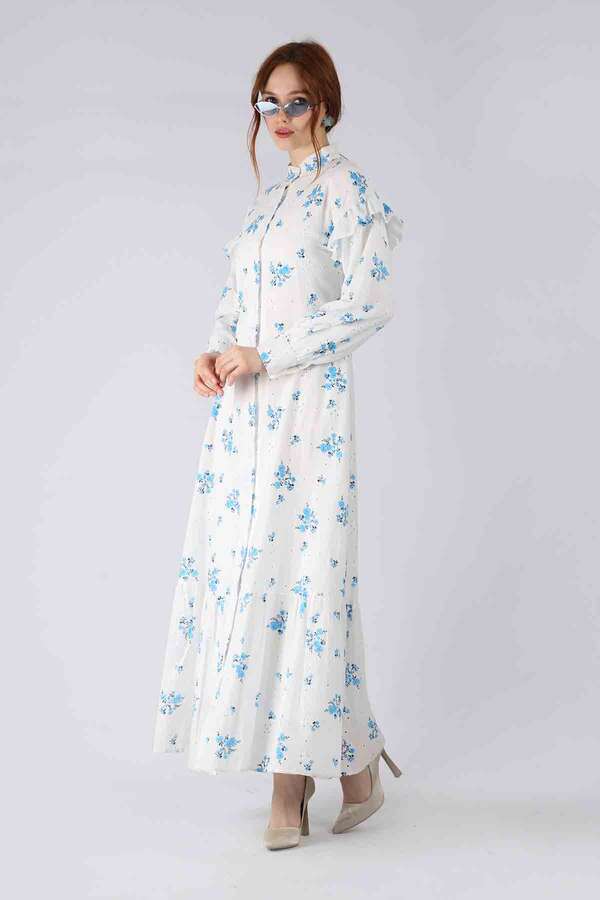 Floral Brode Dress Blue - 3