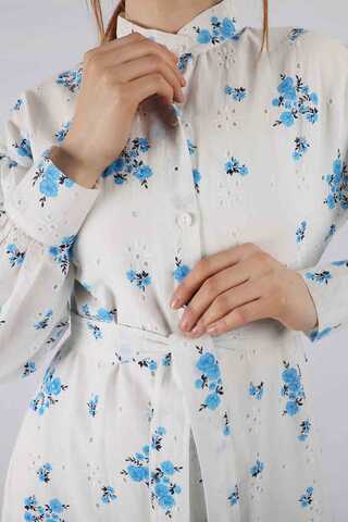 Floral Brode Dress Blue - 4