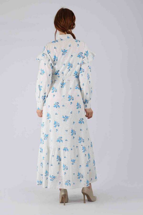 Floral Brode Dress Blue - 5