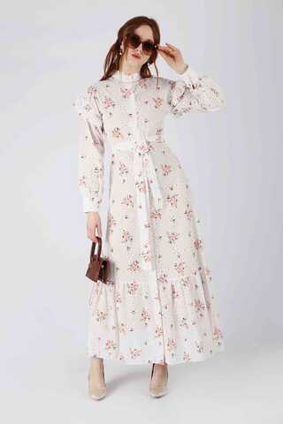 Floral Brode Dress Salmon - 3